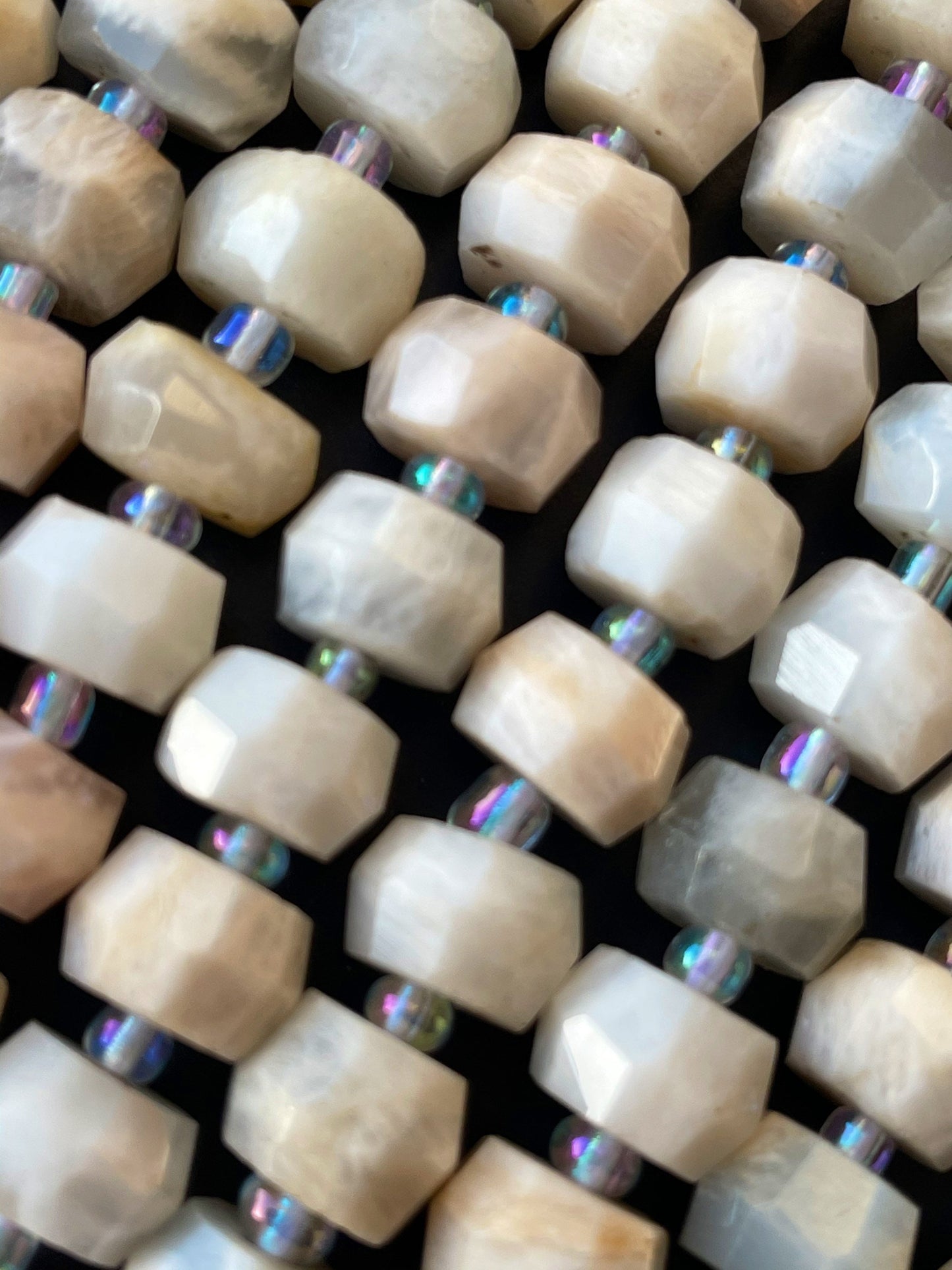 Beautiful Natural Moonstone Gemstone Bead Faceted 6x10mm Rondelle Shape, Gorgeous Natural Cream Color Moonstone Bead