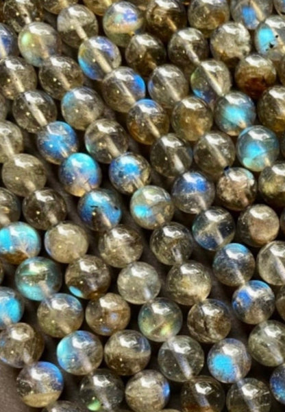 AAA Blue Flash Labradorite Gemstone Bead 4mm 6mm 8mm 10mm 12mm Round Beads, Beautiful Natural Gray Color with Blue Flash Labradorite Gemstone Bead