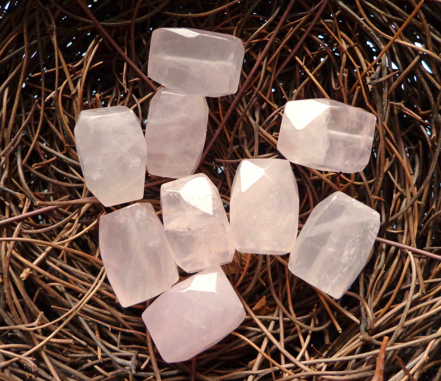 Natural Gemstone Rose Quartz bead, Rectangle Faceted, 15x11mm, Gorgeous natural pink color, Rose Quartz LOOSE BEAD