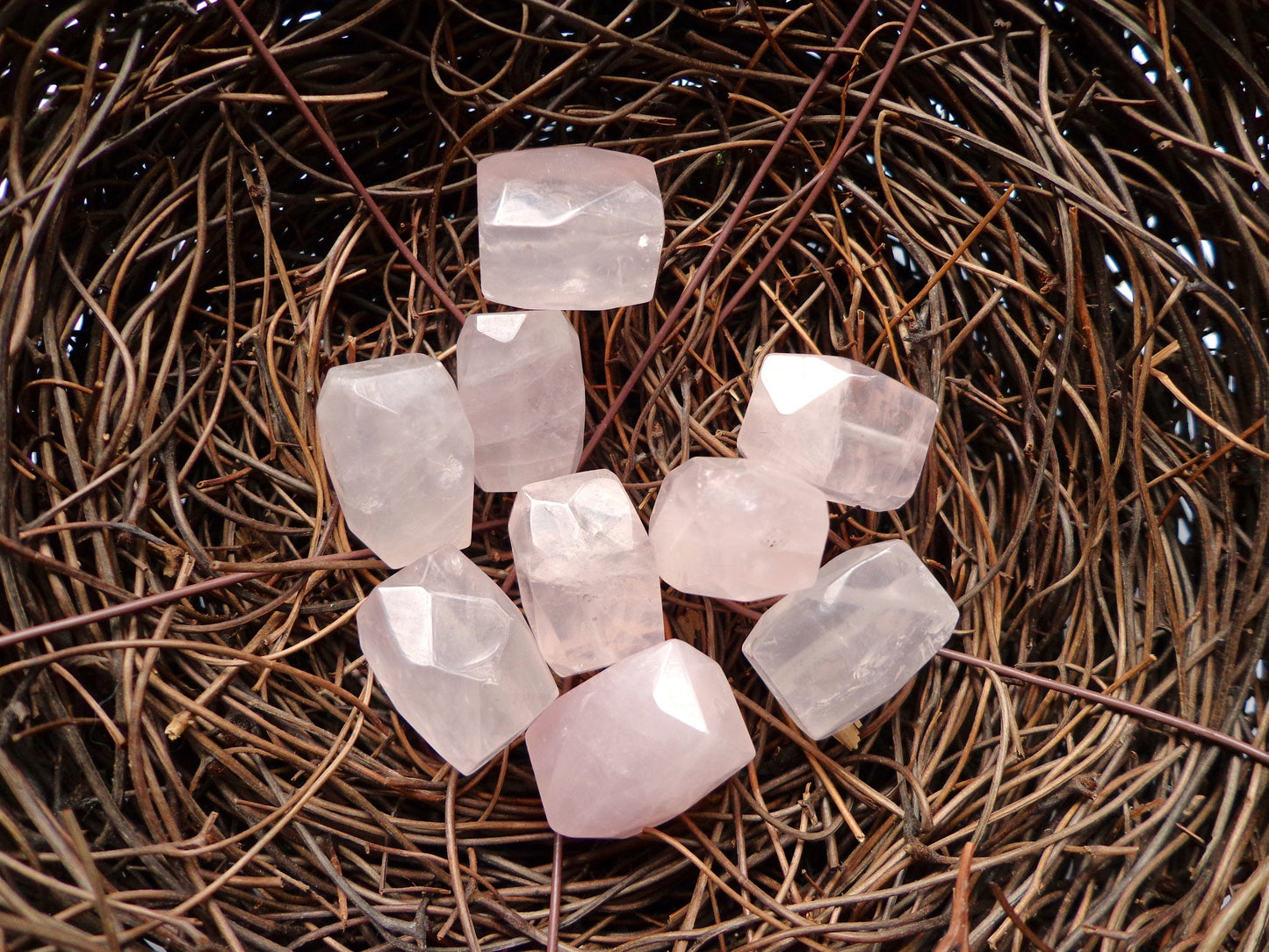 Natural Gemstone Rose Quartz bead, Rectangle Faceted, 15x11mm, Gorgeous natural pink color, Rose Quartz LOOSE BEAD