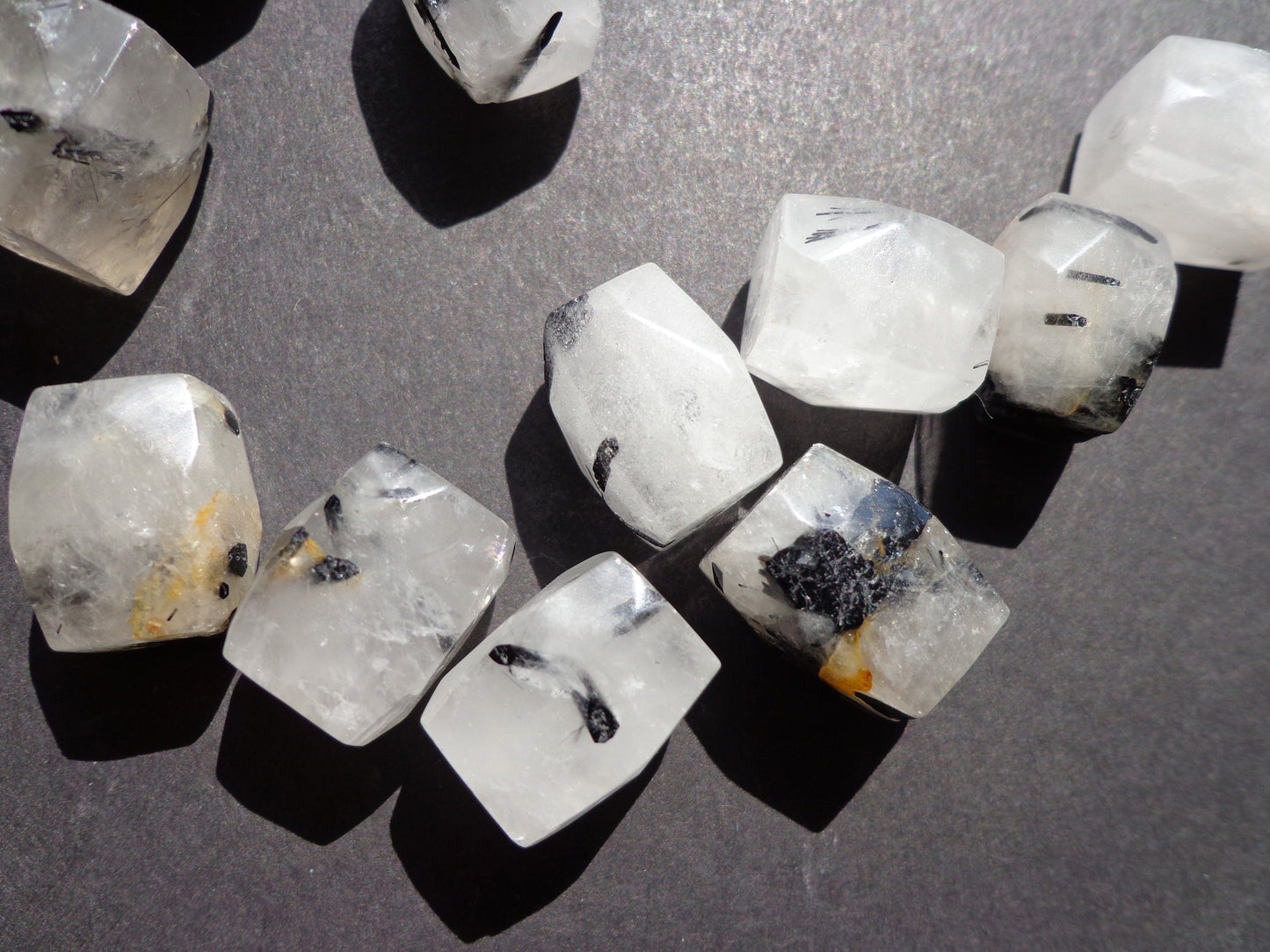 NATURAL Gemstone Tourmalated Quartz, Rectangle Faceted, 15x11mm, Beautiful White Color! Great Gemstone Quality!!