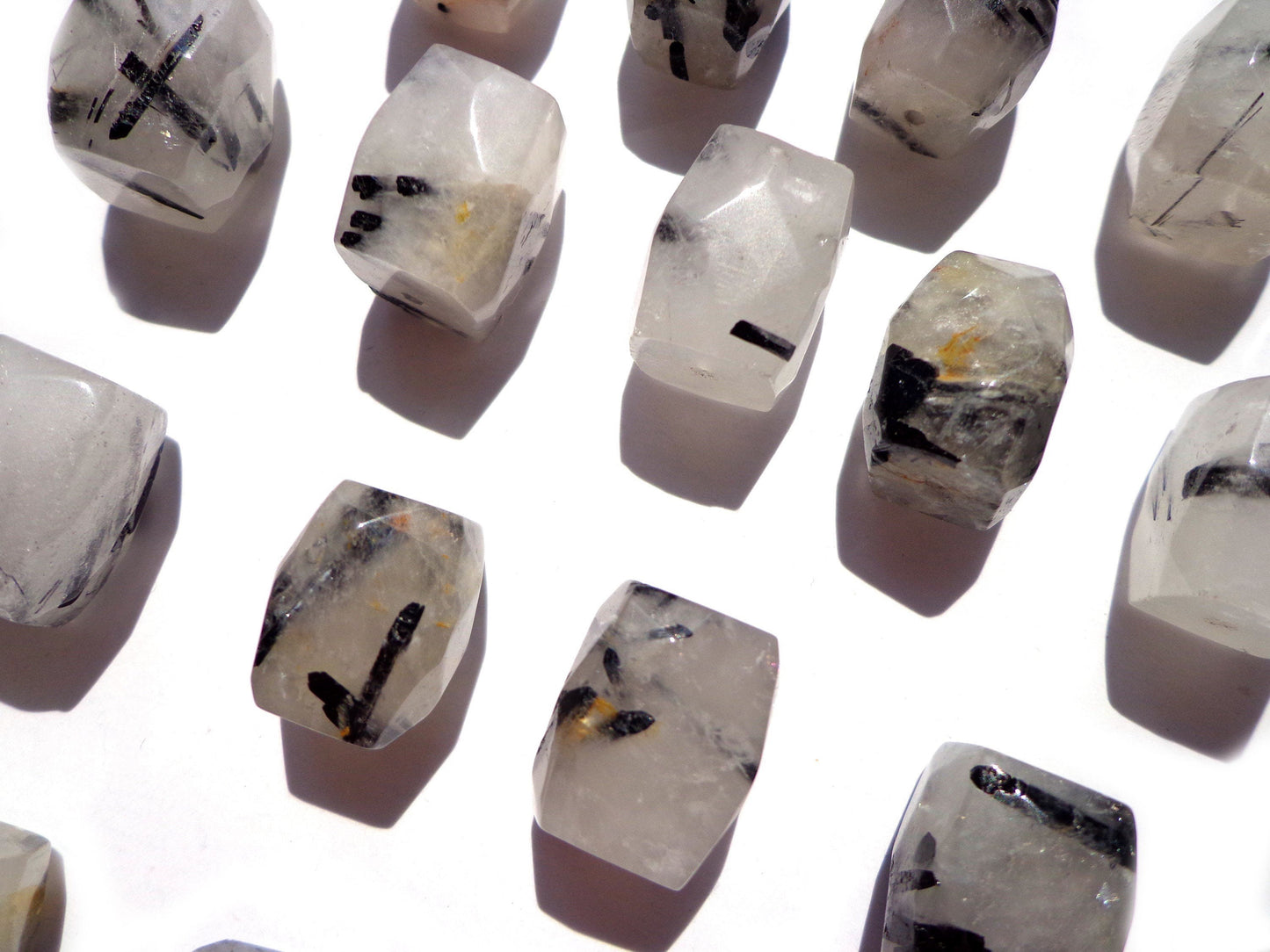 NATURAL Gemstone Tourmalated Quartz, Rectangle Faceted, 15x11mm, Beautiful White Color! Great Gemstone Quality!!