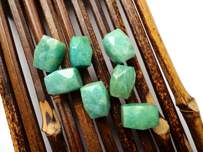 NATURAL Gemstone Russian Amazonite, Rectangle Faceted, 15x11mm, Beautiful Teal Color! Great Quality Gemstone! LOOSE BEADS.