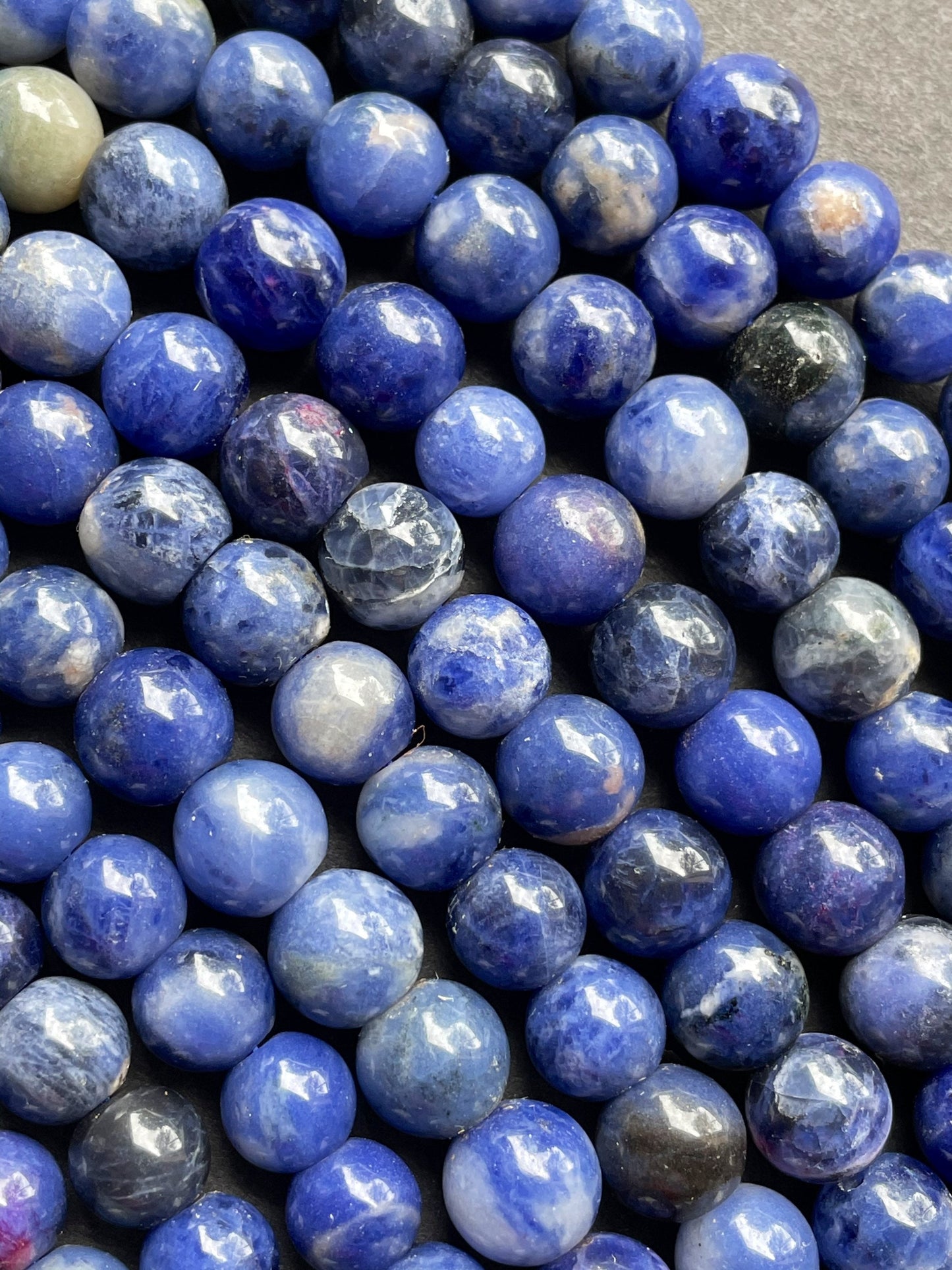 AA Natural Sodalite Gemstone Bead 6mm 8mm 10mm 12mm Smooth Round Bead, Beautiful Royal Blue Color Sodalite Gemstone Beads, Full Strand 15.5"