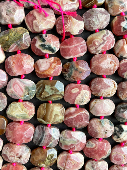 AA Natural Rhodochrosite Gemstone Bead Faceted 14x16mm Rectangle Shape, Gorgeous Natural Pink Color Rhodochrosite Gemstone Bead