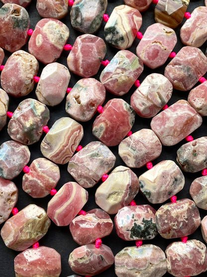 AA Natural Rhodochrosite Gemstone Bead Faceted 14x16mm Rectangle Shape, Gorgeous Natural Pink Color Rhodochrosite Gemstone Bead