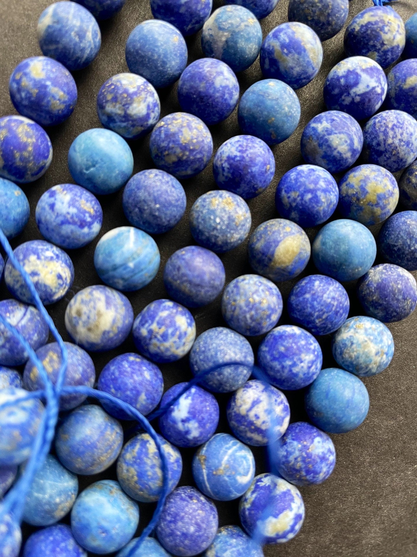 AAA Natural Matte Lapis Lazuli Gemstone Bead 4mm 6mm 8mm 10mm 12mm Round Bead, Gorgeous Natural Blue Lapis Lazuli Gemstone Bead 15.5"