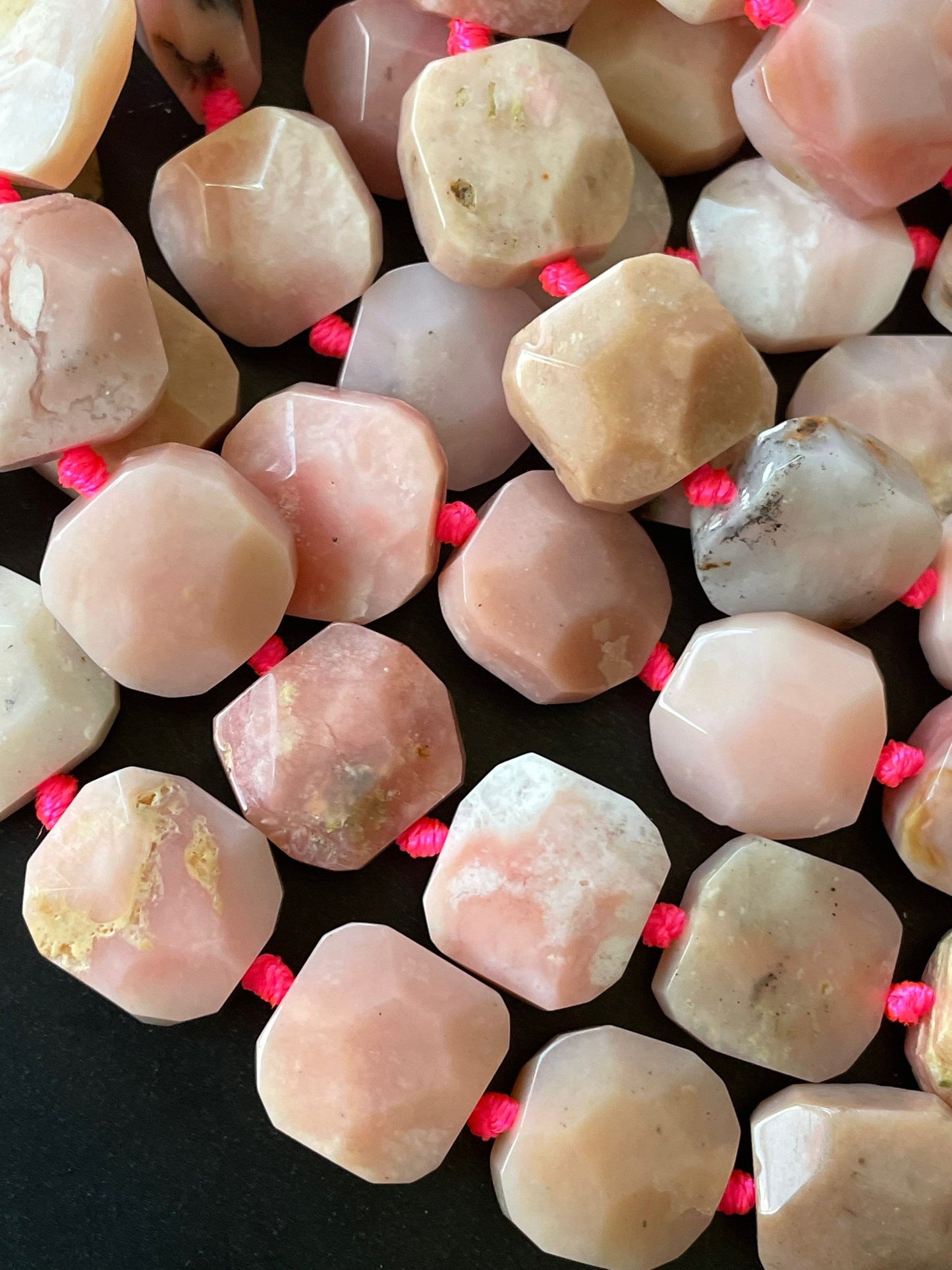 AAA Natural Pink Opal Gemstone Bead Faceted 15mm Square Shape Bead, Beautiful Pink Color Opal Gemstone Bead