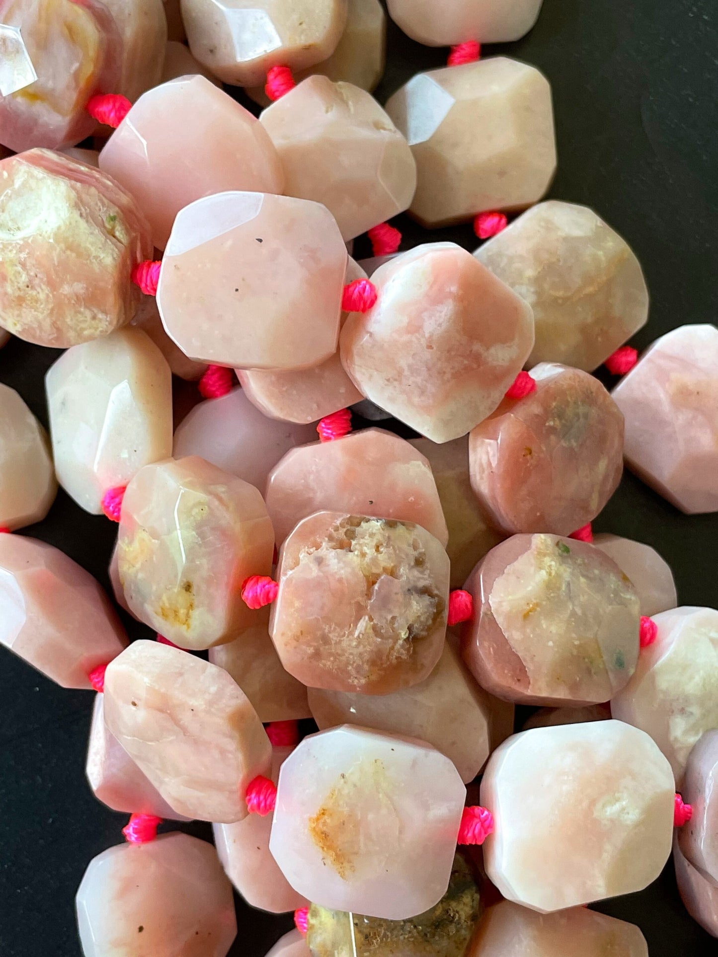 AAA Natural Pink Opal Gemstone Bead Faceted 15mm Square Shape Bead, Beautiful Pink Color Opal Gemstone Bead