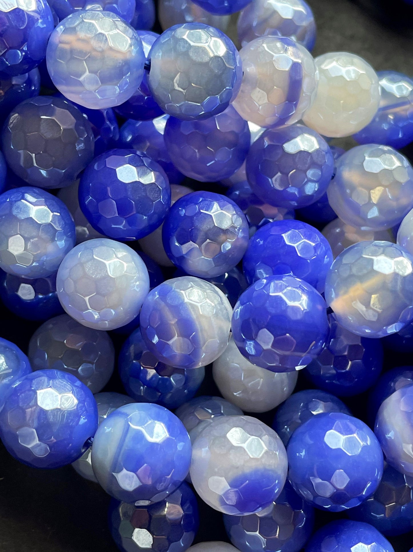 Beautiful Mystic Stone Agate Bead Faceted 6mm 8mm 10mm 12mm Round Bead, Beautiful Purple Blue Periwinkle Color Gemstone Bead Full Strand 15.5"