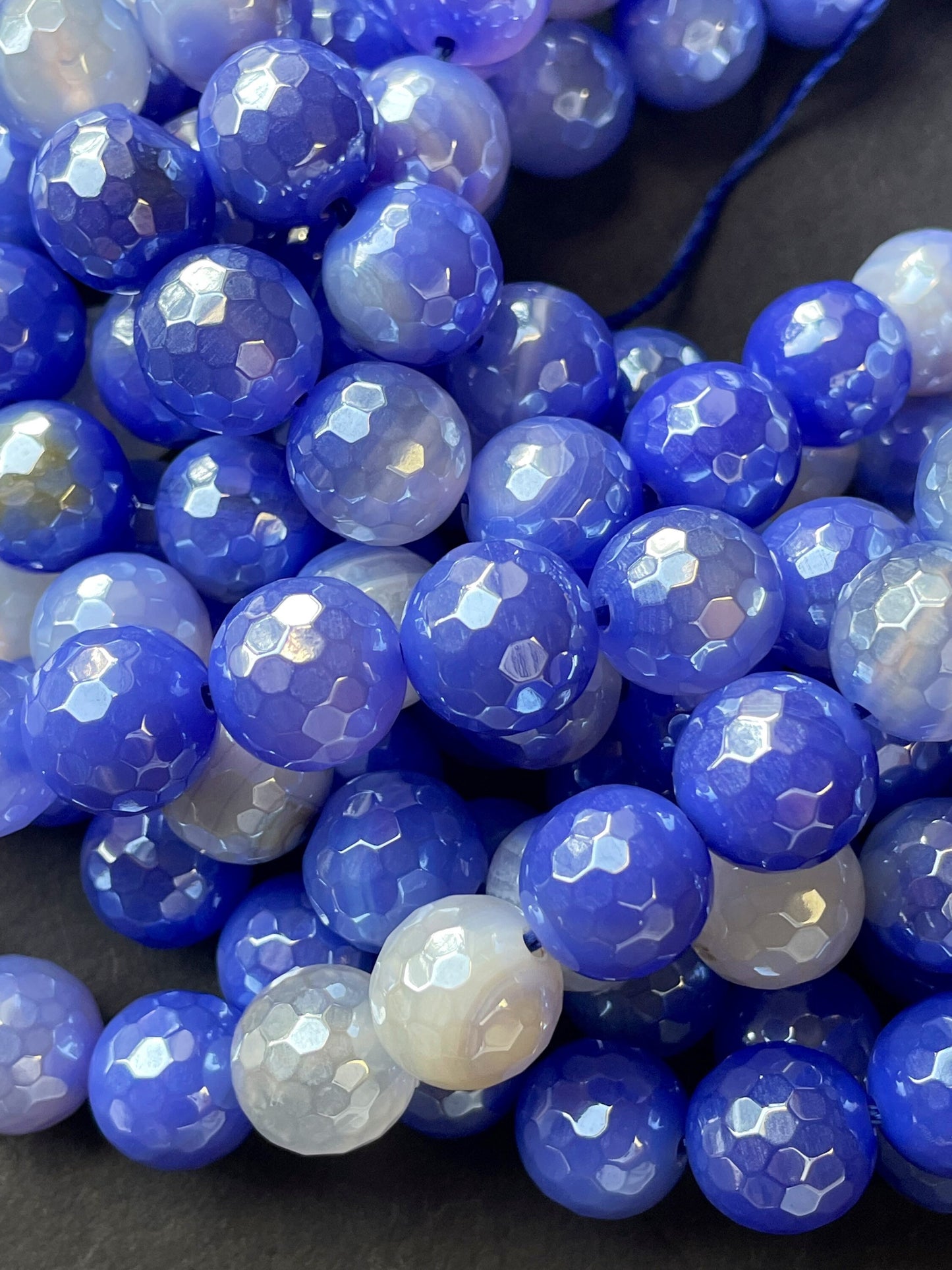 Beautiful Mystic Stone Agate Bead Faceted 6mm 8mm 10mm 12mm Round Bead, Beautiful Purple Blue Periwinkle Color Gemstone Bead Full Strand 15.5"