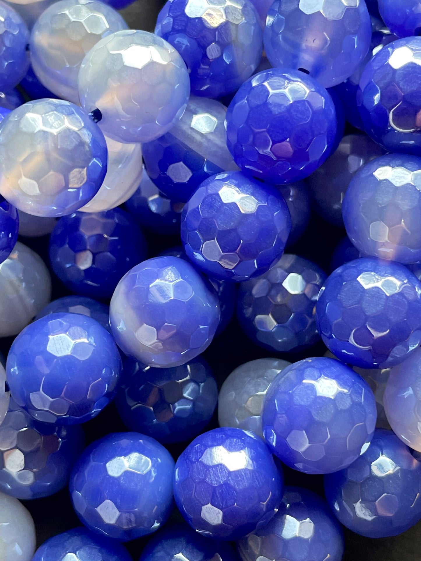 Beautiful Mystic Stone Agate Bead Faceted 6mm 8mm 10mm 12mm Round Bead, Beautiful Purple Blue Periwinkle Color Gemstone Bead Full Strand 15.5"