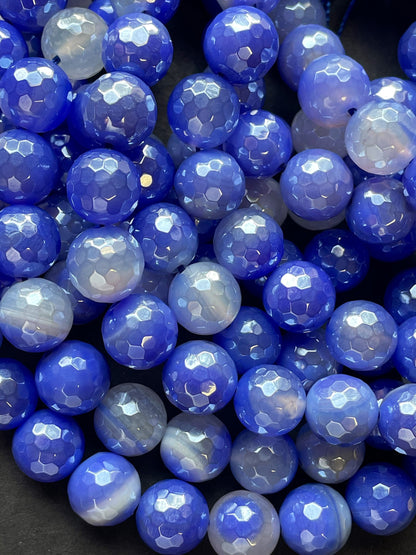 Beautiful Mystic Stone Agate Bead Faceted 6mm 8mm 10mm 12mm Round Bead, Beautiful Purple Blue Periwinkle Color Gemstone Bead Full Strand 15.5"