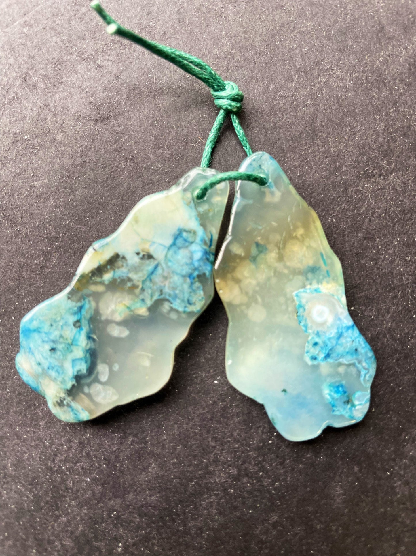 Beautiful Natural Blossom Flower Agate Gemstone Earrings 22x42mm Freeform Shape, Gorgeous Aqua Blue Color Earrings