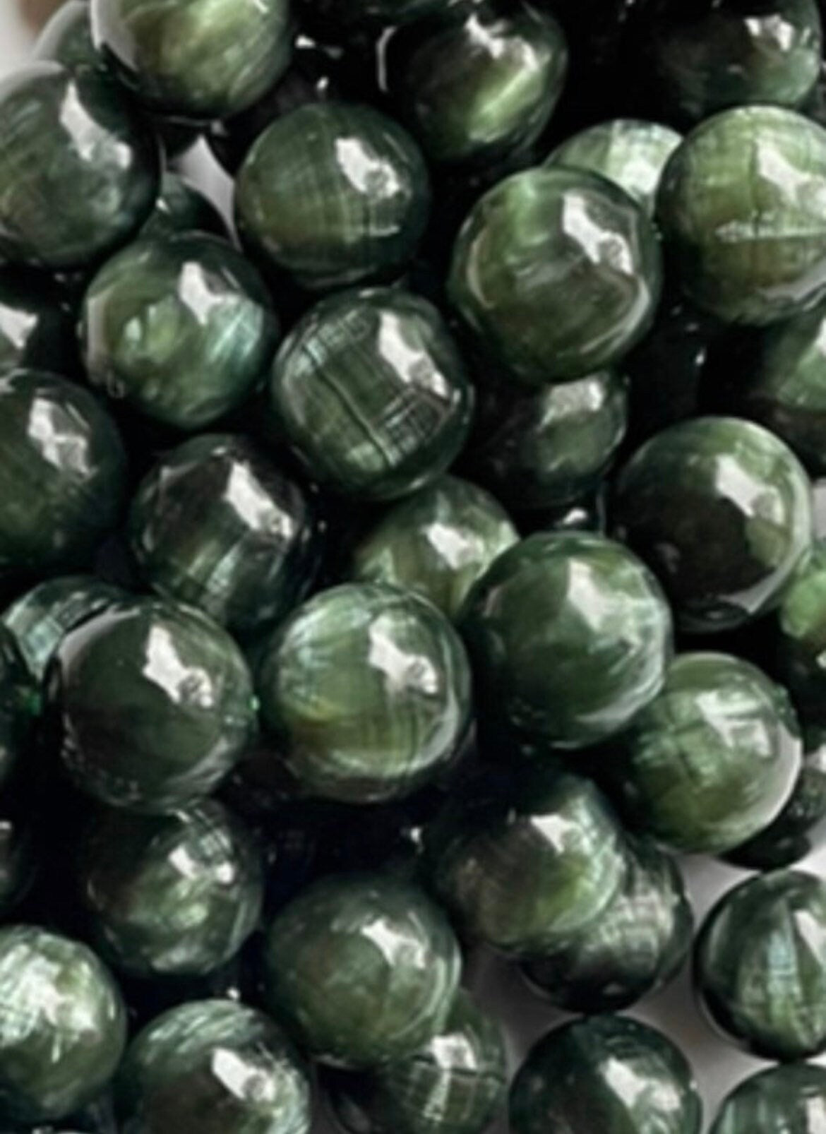 AAA Natural Seraphinite Gemstone Bead 6mm 8mm 10mm 12mm 13mm Round Bead, Gorgeous Natural Deep Green Color Seraphinite Beads, Excellent High Quality 15.5"