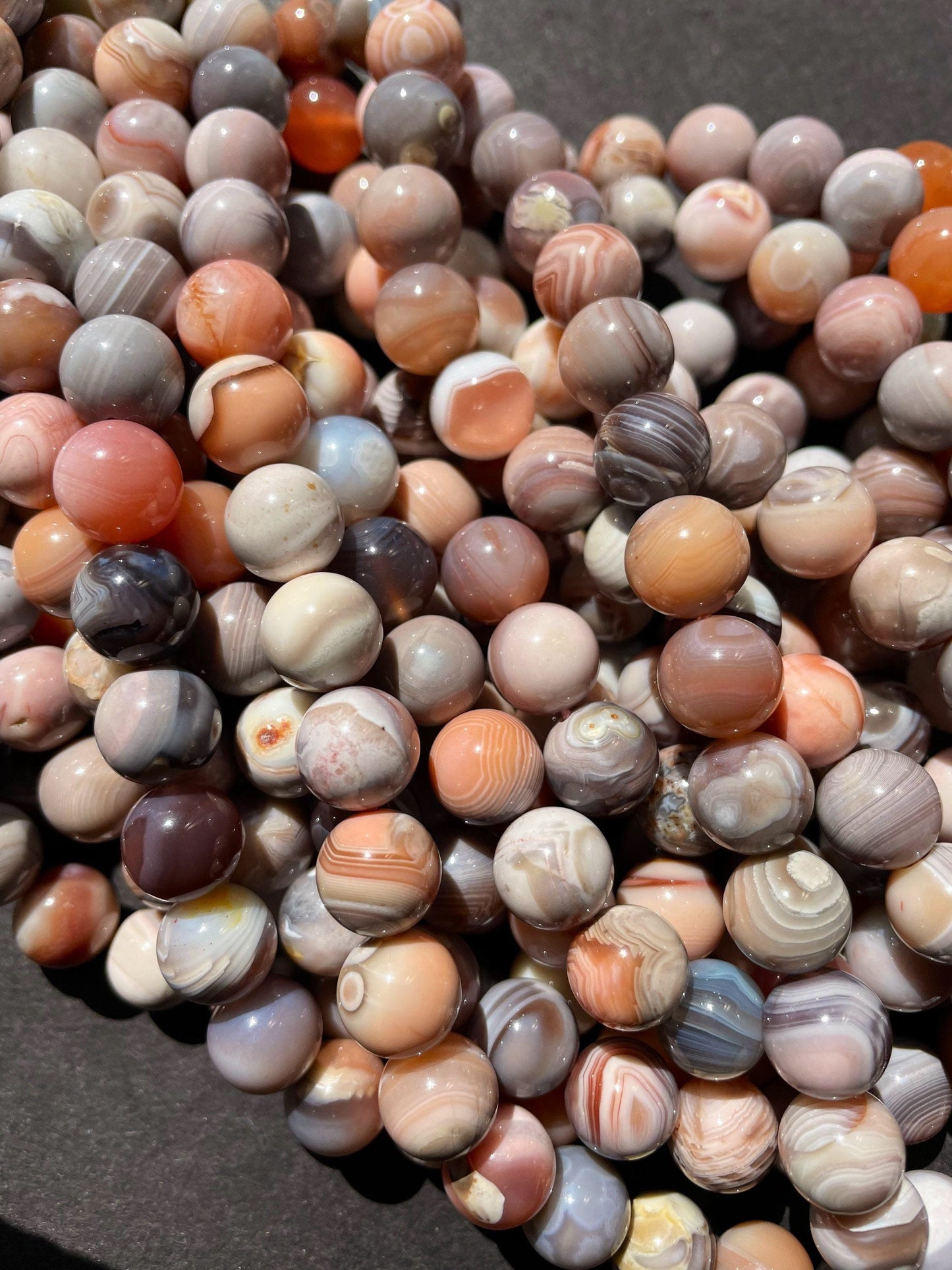 AAA Natural Pink Botswana Gemstone Bead 6mm 8mm 10mm Round Beads, Beautiful Pink Gray Color Botswana Agate Gemstone Bead