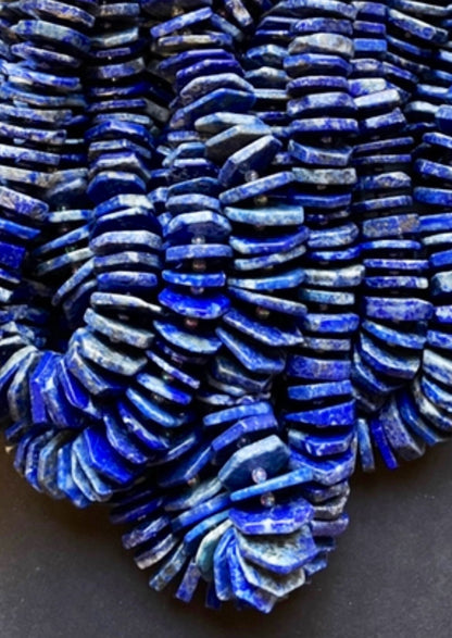 Natural lapis lazuli bead. 4x16mm pinwheel shape. Gorgeous natural lapis lazuli bead. Natural blue color lapis lazuli gemstone bead. 15.5