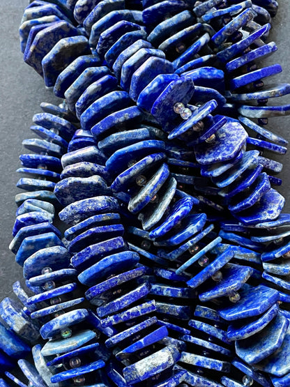 Natural lapis lazuli bead. 4x16mm pinwheel shape. Gorgeous natural lapis lazuli bead. Natural blue color lapis lazuli gemstone bead. 15.5