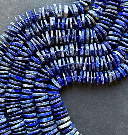 Natural lapis lazuli bead. 4x16mm pinwheel shape. Gorgeous natural lapis lazuli bead. Natural blue color lapis lazuli gemstone bead. 15.5