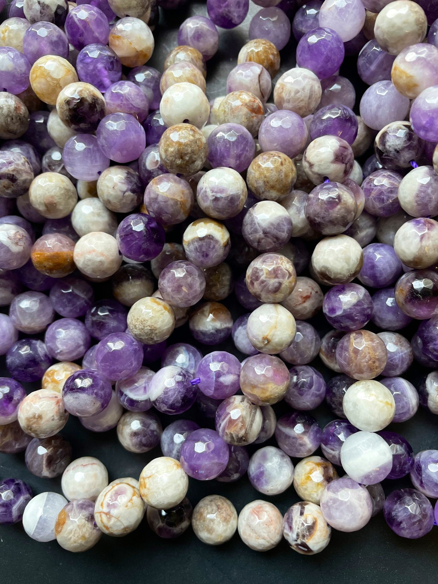 AAA Natural Flower Amethyst Gemstone Bead 6mm 8mm 10mm 12mm Round Beads, Gorgeous Natural Purple Color Amethyst Bead, Full Strand 15.5"