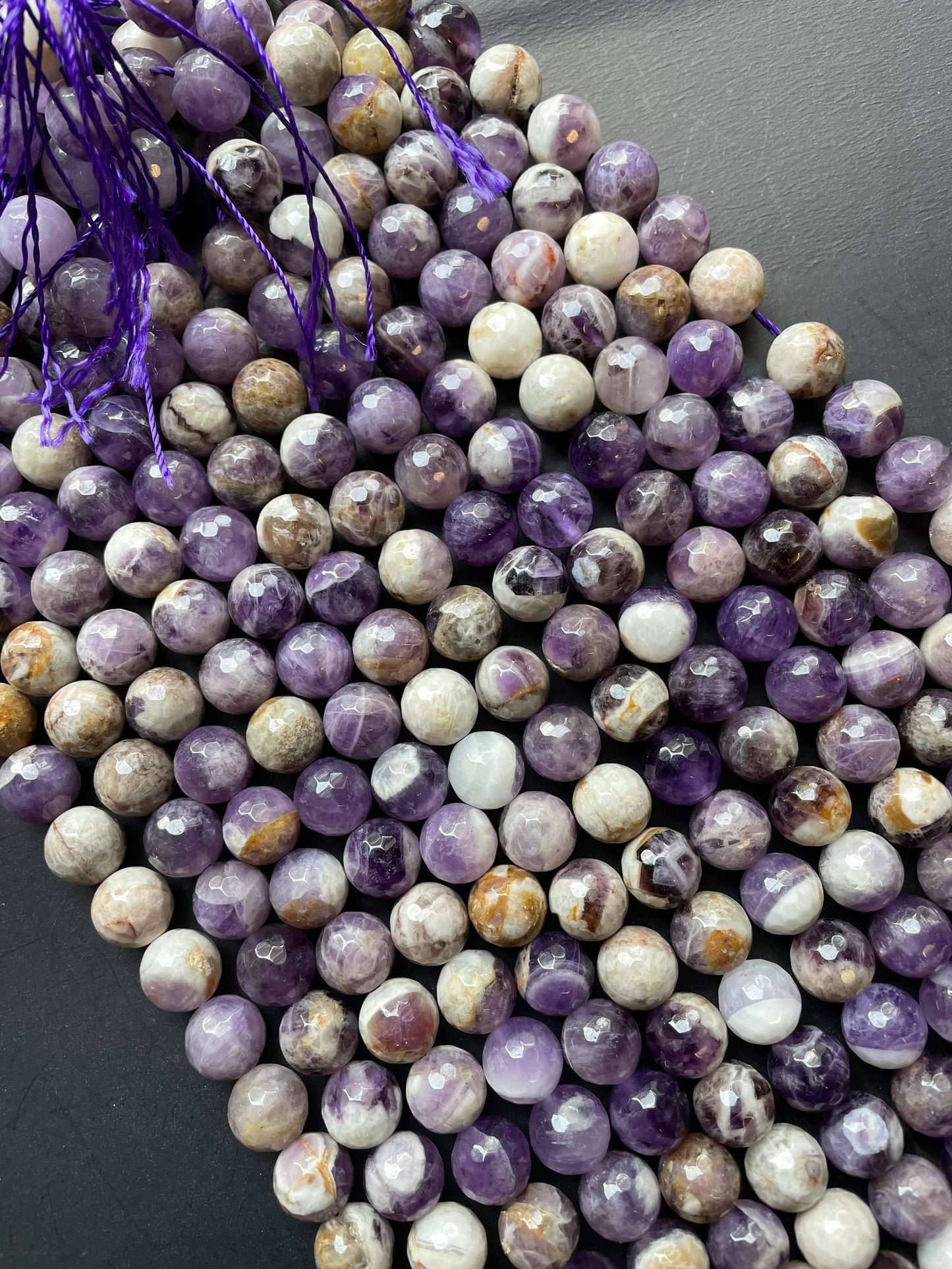 AAA Natural Flower Amethyst Gemstone Bead 6mm 8mm 10mm 12mm Round Beads, Gorgeous Natural Purple Color Amethyst Bead, Full Strand 15.5"