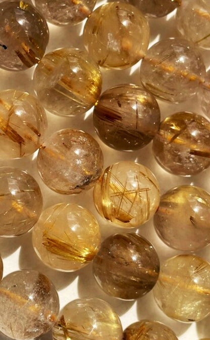 AAA Excellent Quality Gold Rutilated Quartz Gemstone Bead 4mm 6mm 8mm 10mm Round Bead, Beautiful Quartz with Gold Rutilated Hairs