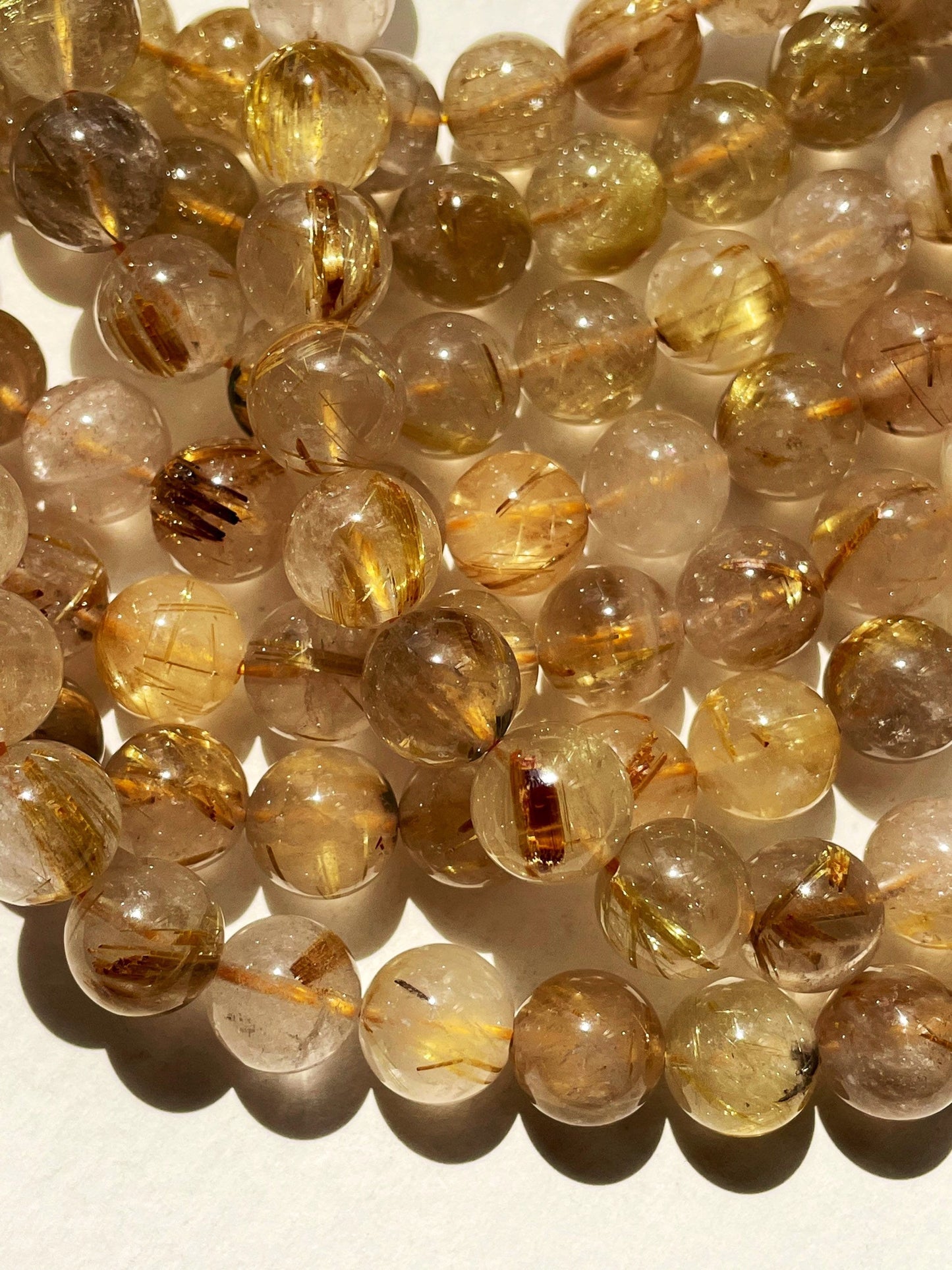 AAA Excellent Quality Gold Rutilated Quartz Gemstone Bead 4mm 6mm 8mm 10mm Round Bead, Beautiful Quartz with Gold Rutilated Hairs