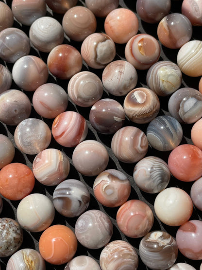 AAA Natural Pink Botswana Gemstone Bead 6mm 8mm 10mm Round Beads, Beautiful Pink Gray Color Botswana Agate Gemstone Bead