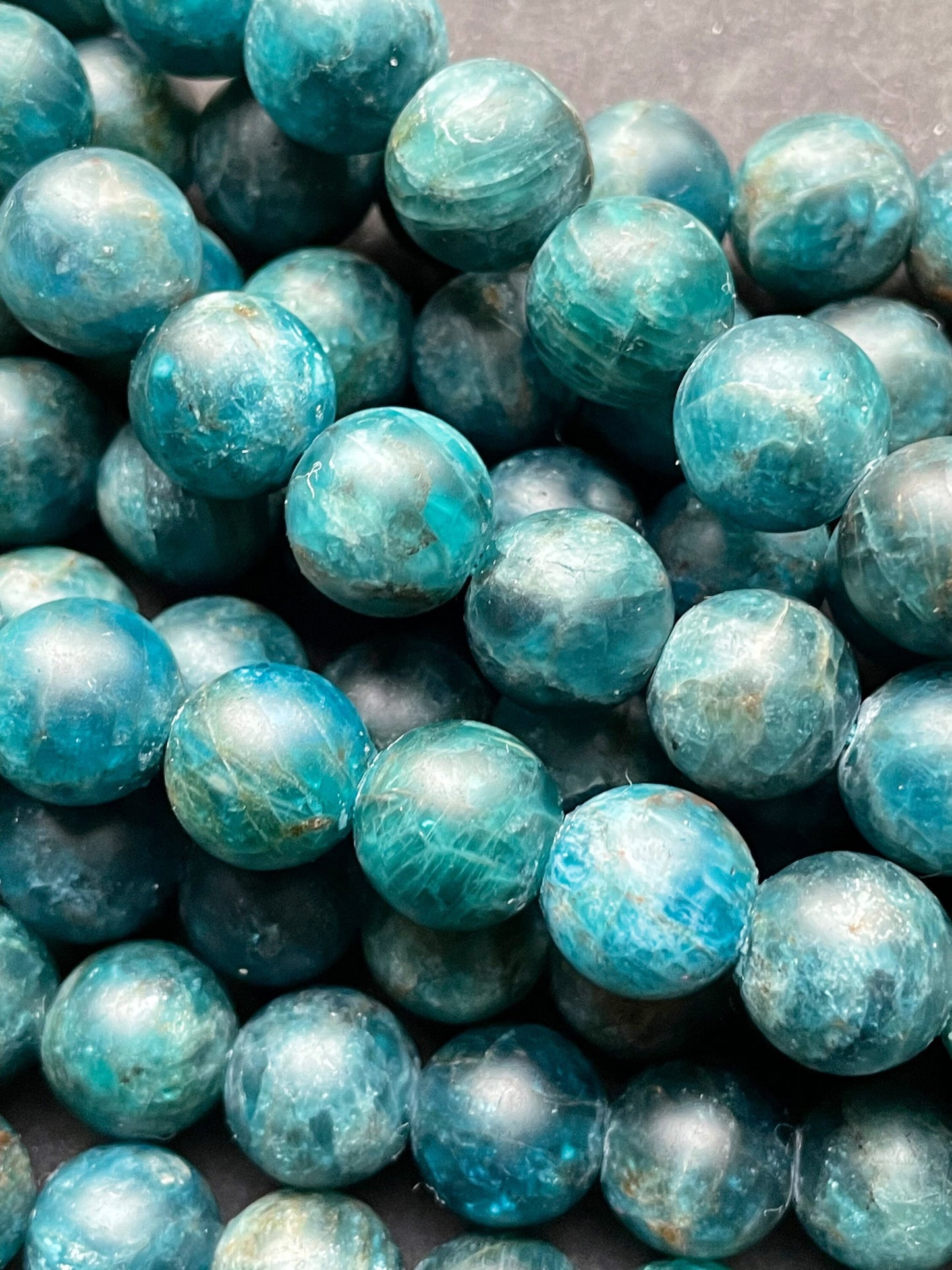 AAA Natural Matte Apatite Gemstone Bead 6mm 8mm 10mm Round Bead, Gorgeous Natural Dark Blue Matte Apatite Gemstone Bead, Full Strand 15.5"