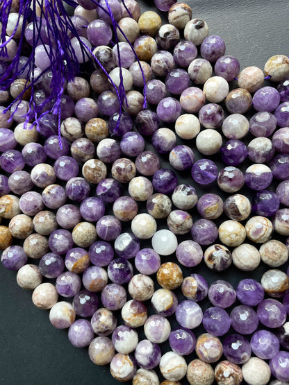 AAA Natural Flower Amethyst Gemstone Bead 6mm 8mm 10mm 12mm Round Beads, Gorgeous Natural Purple Color Amethyst Bead, Full Strand 15.5"