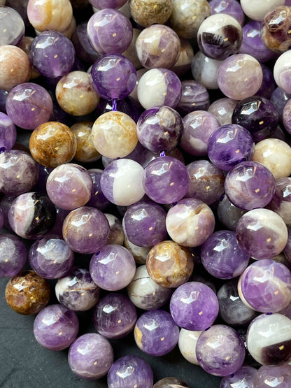 AAA Natural Flower Amethyst Gemstone Bead 6mm 8mm 10mm 12mm Round Beads, Beautiful Natural Purple Amethyst Gemstone Bead 15.5"