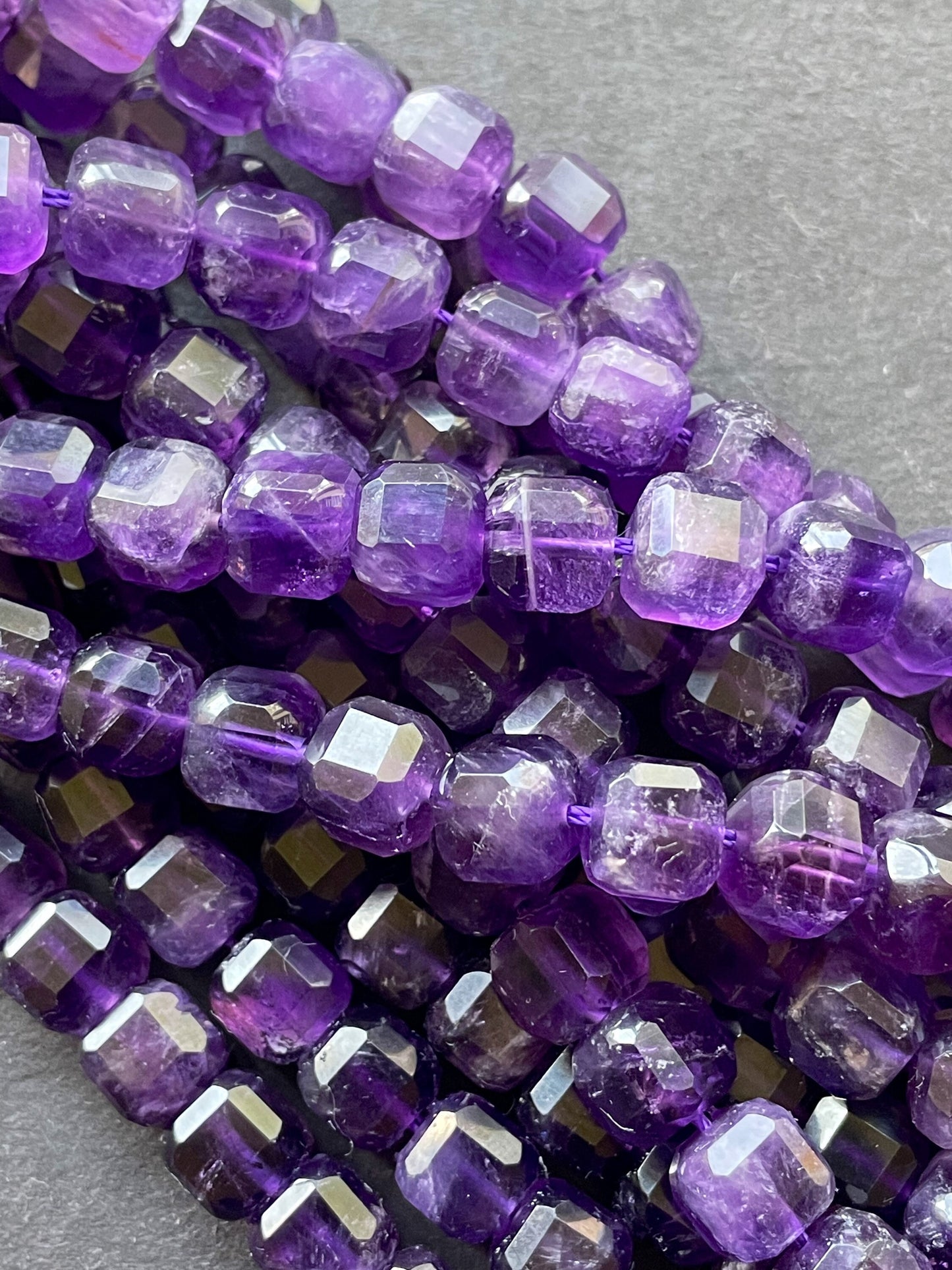 AAA Natural Amethyst Gemstone Bead 6mm 8mm Cube Shape, Beautiful Natural Purple Color Amethyst Gemstone Bead 15.5"