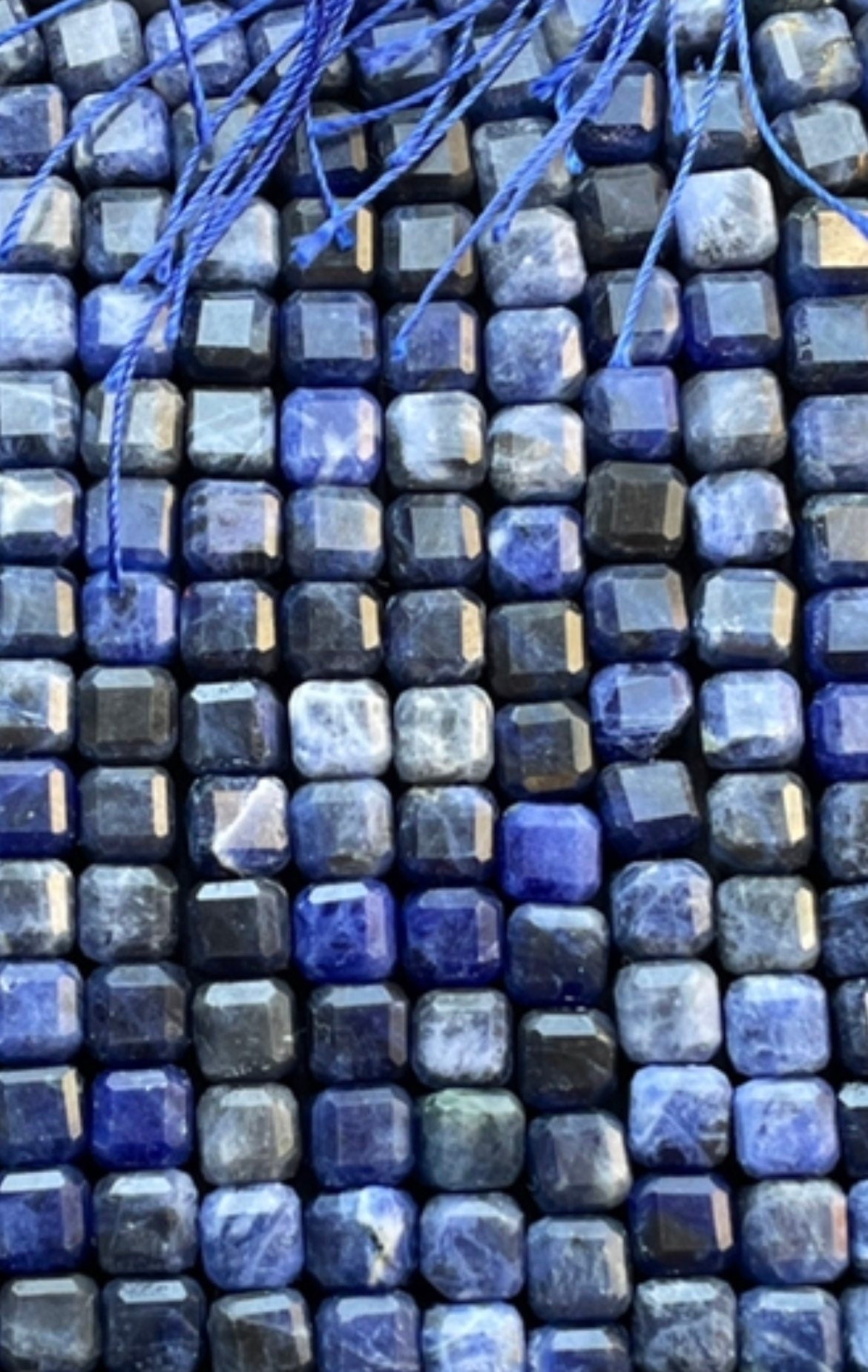 AAA Natural Sodalite Gemstone Bead Faceted 8mm Cube Shape, Beautiful Natural Blue Color Sodalite Gemstone Bead 15.5"