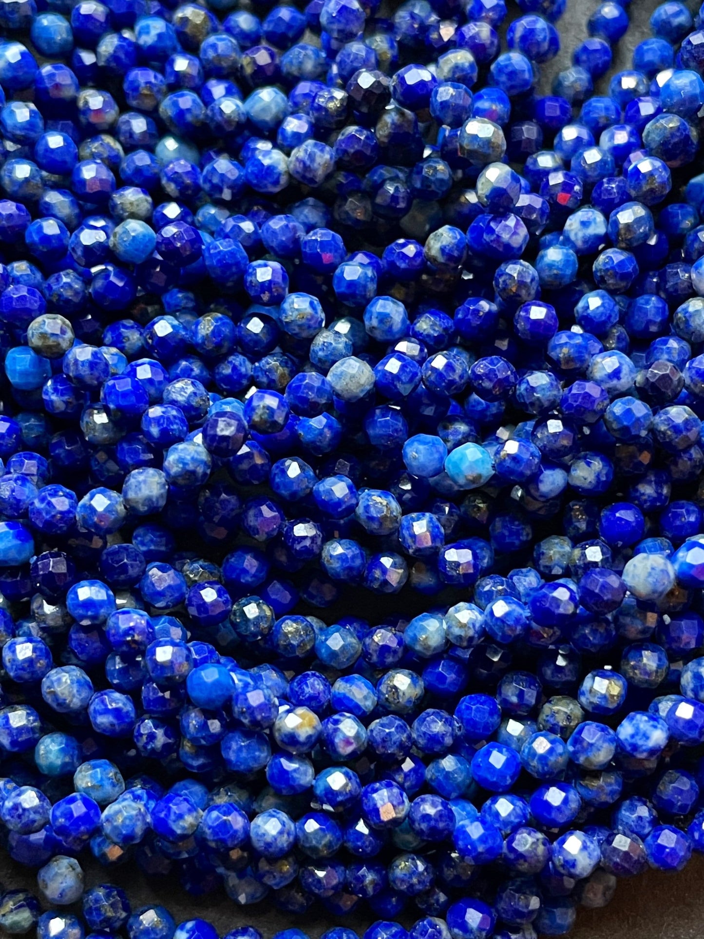 AAA Natural Lapis Lazuli Gemstone Bead Faceted 2mm Round Beads, Gorgeous Natural Royal Blue Color Lapis Lazuli Gemstone Beads