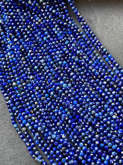 AAA Natural Lapis Lazuli Gemstone Bead Faceted 2mm Round Beads, Gorgeous Natural Royal Blue Color Lapis Lazuli Gemstone Beads