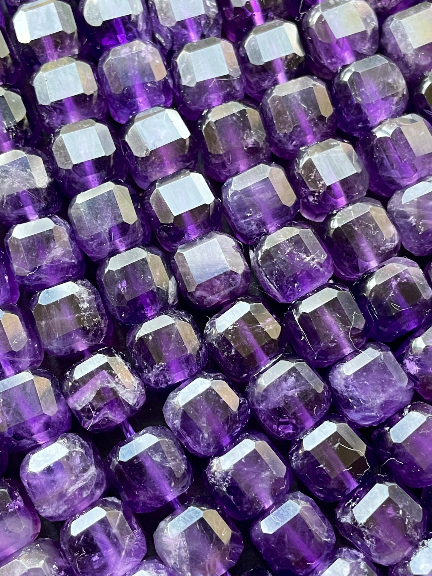 AAA Natural Amethyst Gemstone Bead 6mm 8mm Cube Shape, Beautiful Natural Purple Color Amethyst Gemstone Bead 15.5"