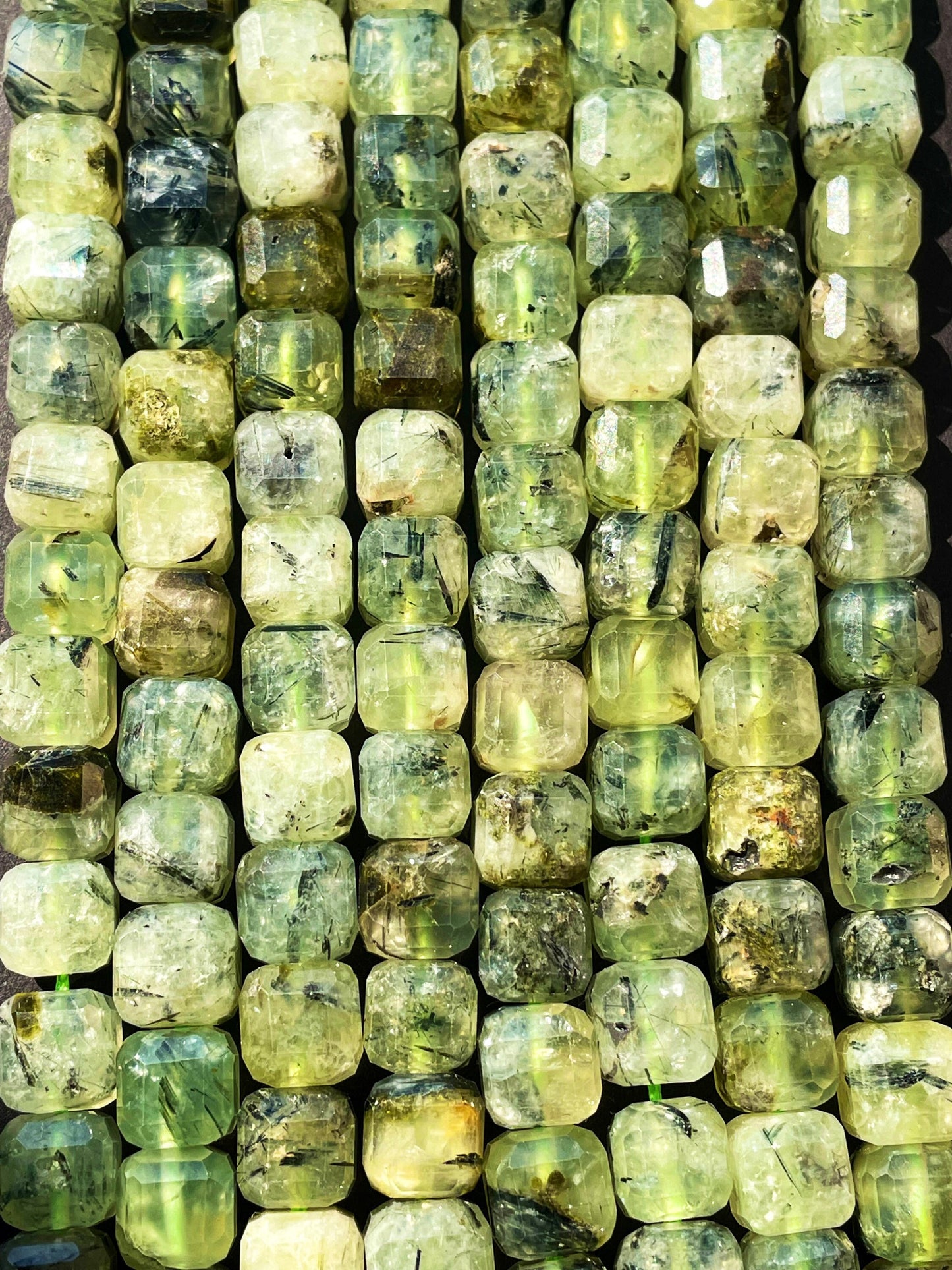 AAA Natural Green Prehnite Gemstone Bead Faceted 7mm Cube Shape, Beautiful Natural Green Color Prehnite Gemstone Bead