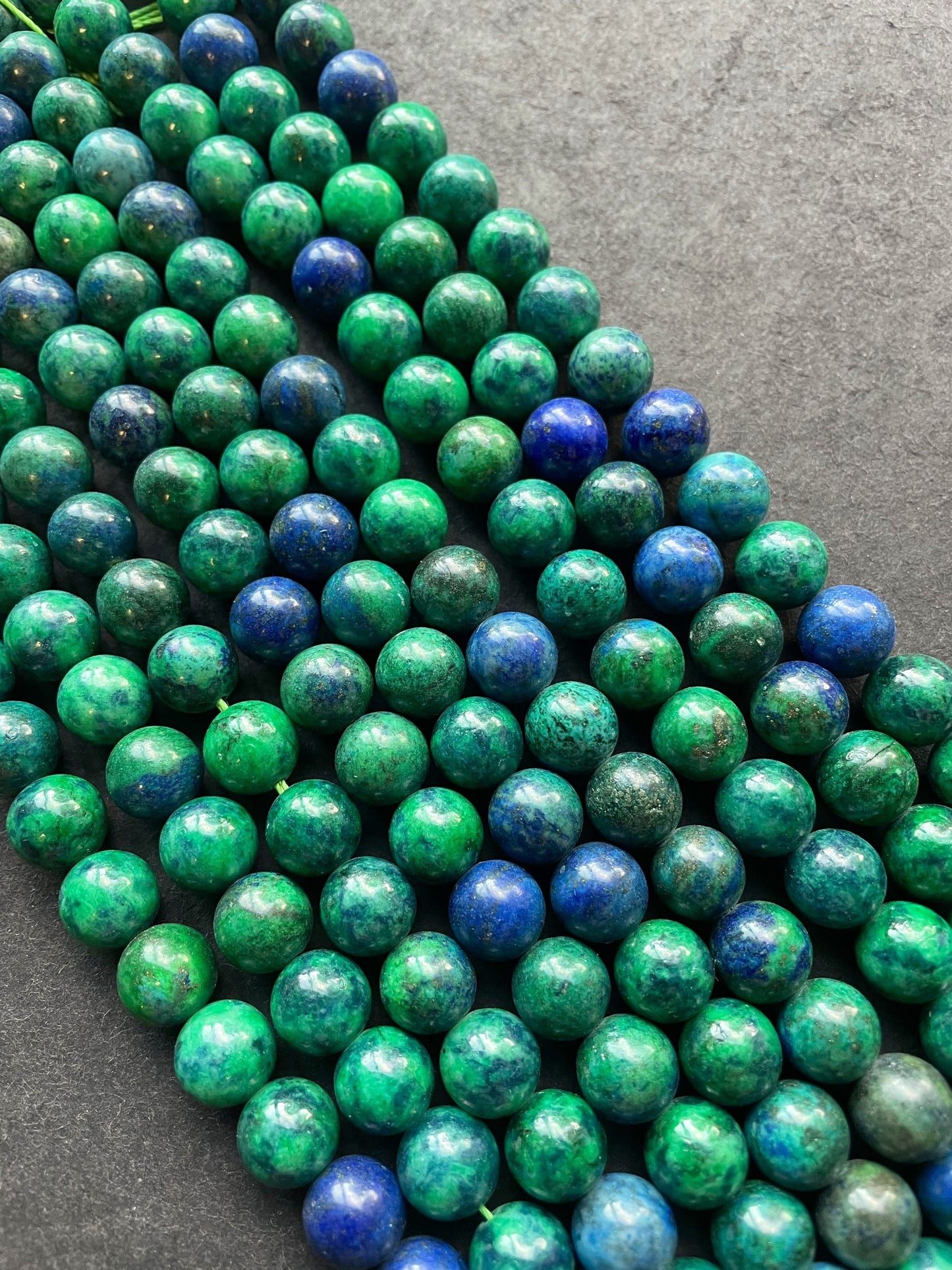 Natural Azurite Gemstone Bead 4mm 6mm 8mm 10mm Round Beads, Gorgeous Green Blue Color Azurite Gemstone Beads