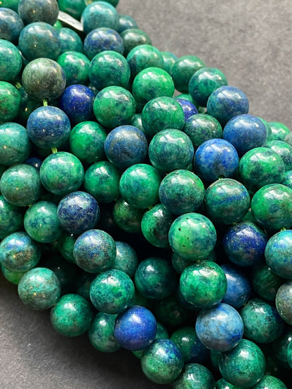 Natural Azurite Gemstone Bead 4mm 6mm 8mm 10mm Round Beads, Gorgeous Green Blue Color Azurite Gemstone Beads