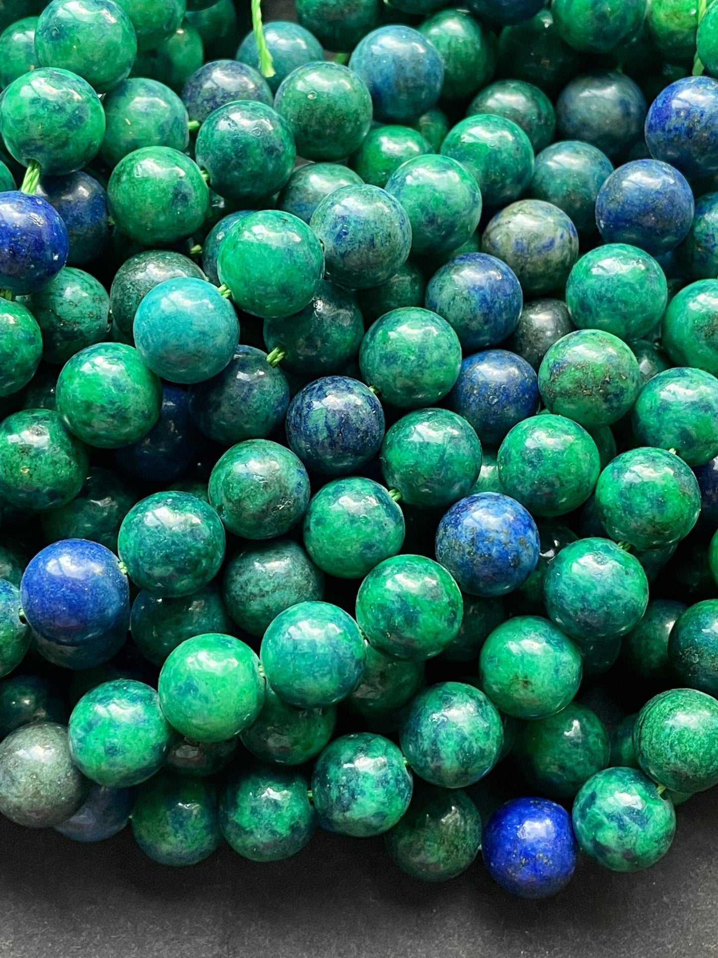 Natural Azurite Gemstone Bead 4mm 6mm 8mm 10mm Round Beads, Gorgeous Green Blue Color Azurite Gemstone Beads