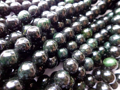 AAA Natural Black Obsidian Jade Gemstone Bead 6mm 8mm 10mm Smooth Round Beads, Beautiful Black Green Obsidian Jade Beads, Great Quality 15.5”