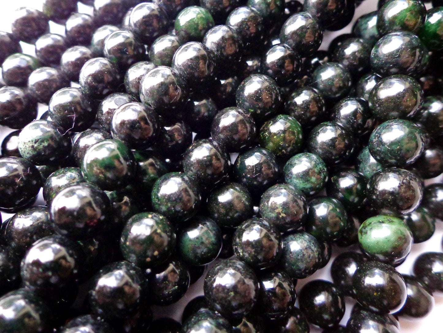 AAA Natural Black Obsidian Jade Gemstone Bead 6mm 8mm 10mm Smooth Round Beads, Beautiful Black Green Obsidian Jade Beads, Great Quality 15.5”