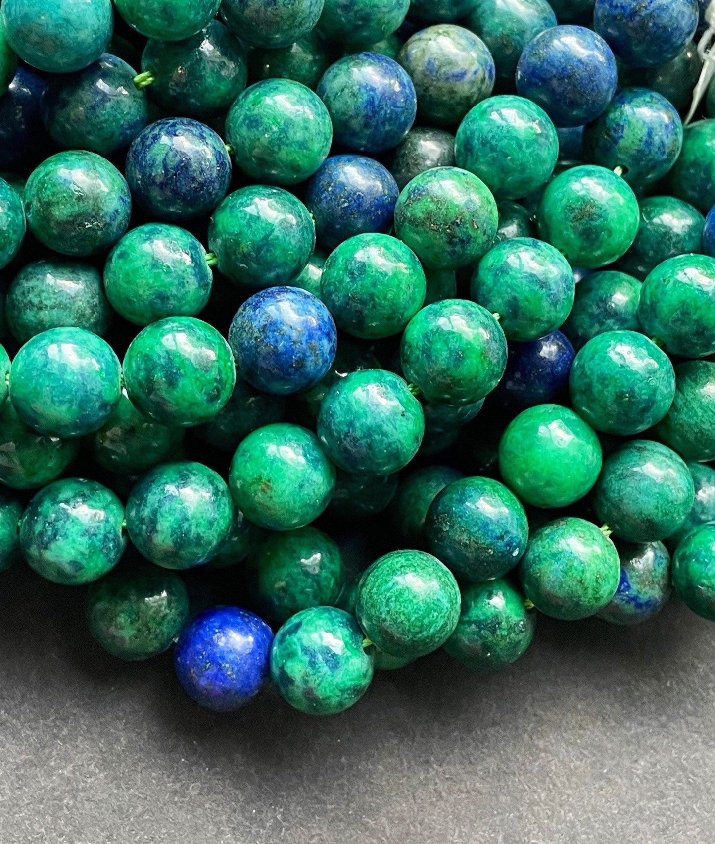 Natural Azurite Gemstone Bead 4mm 6mm 8mm 10mm Round Beads, Gorgeous Green Blue Color Azurite Gemstone Beads