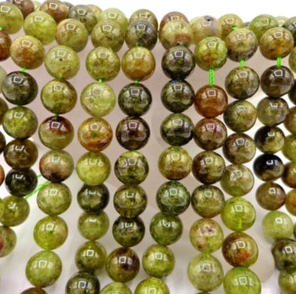 AAA Natural Green Garnet Gemstone Bead 6mm 8mm 10mm 12mm Round beads, Gorgeous Natural Olive Green Color Garnet Beads