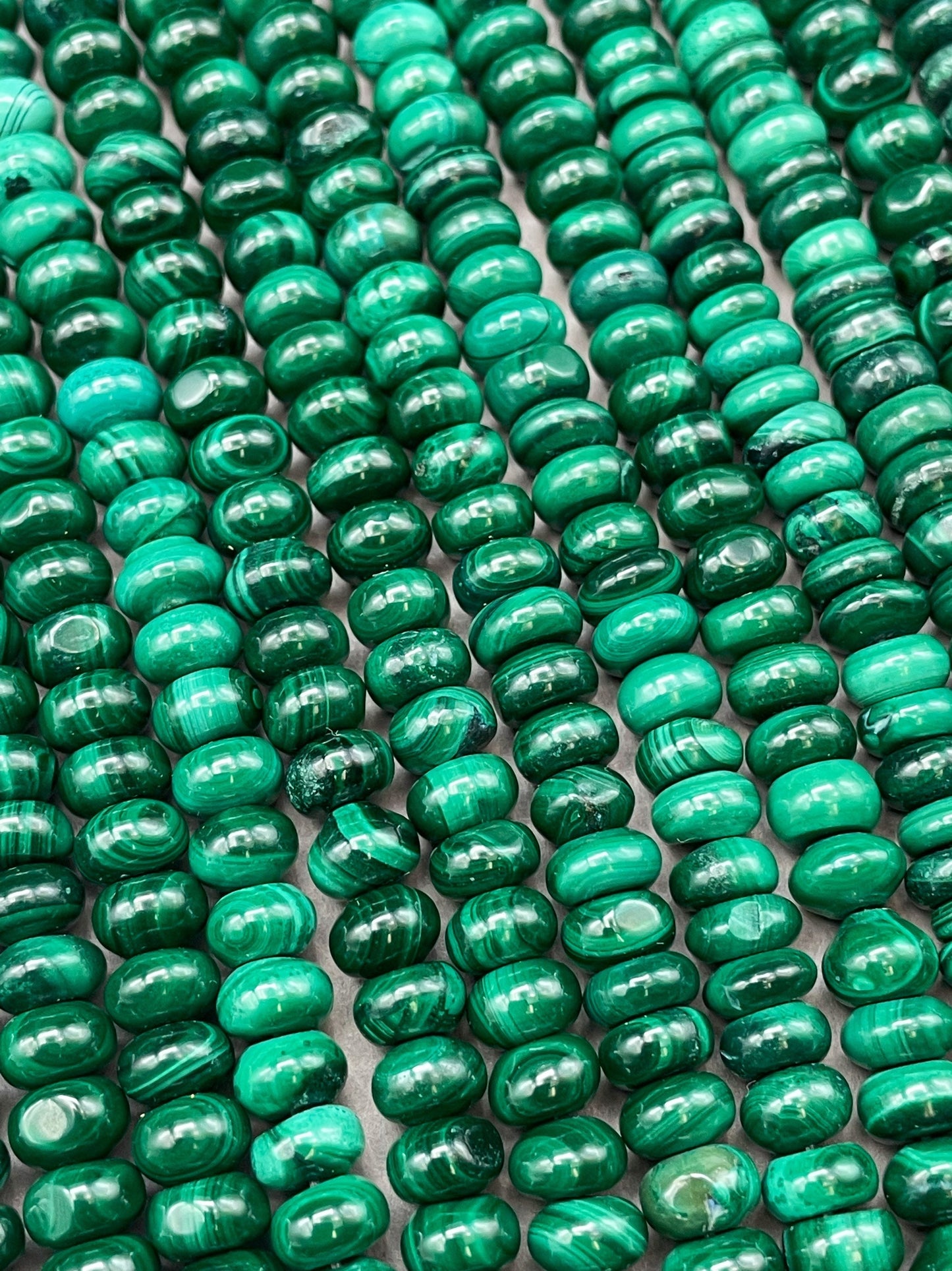 AA Natural Malachite Gemstone Bead 5x8mm Rondelle Shape, Beautiful Natural Dark Green Color Malachite Gemstone Bead, Full Strand 15.5"