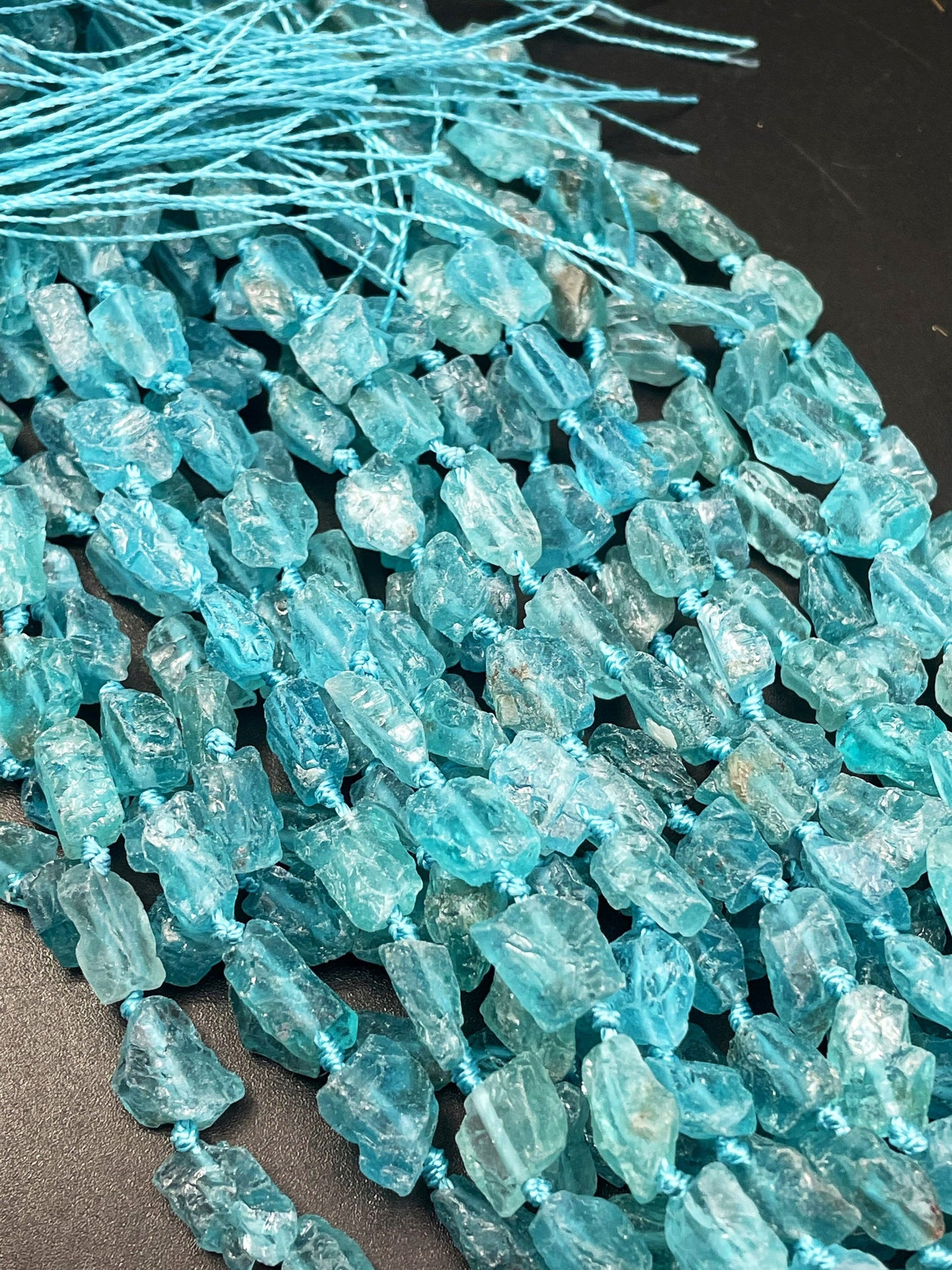 AAA Natural Raw Aquamarine Stone Bead 10x12mm Freedom Nugget Shape, Beautiful Natural Green Aquamarine Color Full Strand 15.5