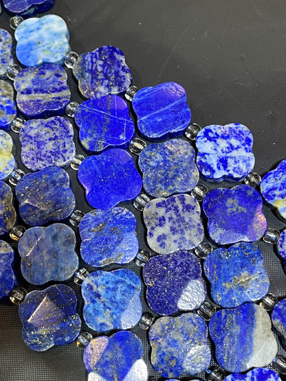 AAA Natural Lapis Lazuli Gemstone Bead 17mm Clover Flower Shape Bead, Gorgeous Natural Royal Blue Color Lapis Lazuli Gemstone Bead
