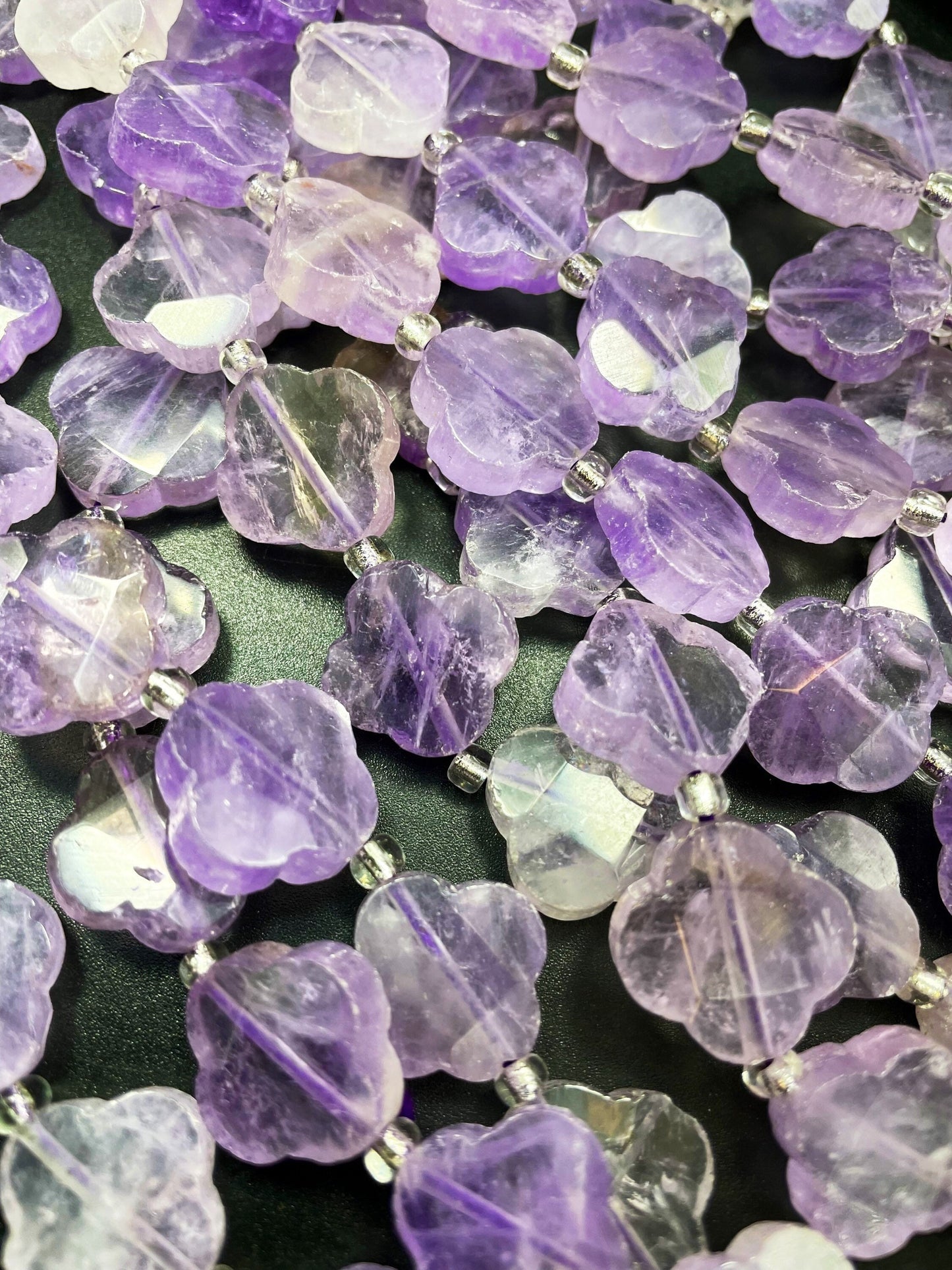 AAA Natural Amethyst Gemstone Bead 17mm Faceted Clover Flower Shape Bead, Gorgeous Natural Lavender Purple Color Amethyst Bead