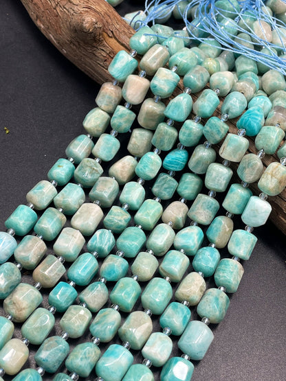 AA Natural Amazonite Gemstone Bead 9x12mm Faceted Nugget Shape, Beautiful Natural Blue Color Amazonite Gemstone Bead