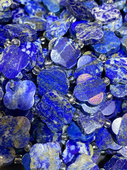 AAA Natural Lapis Lazuli Gemstone Bead 17mm Clover Flower Shape Bead, Gorgeous Natural Royal Blue Color Lapis Lazuli Gemstone Bead